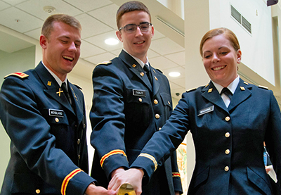ROTC students Three ROTC students at commissioning ceremonies
